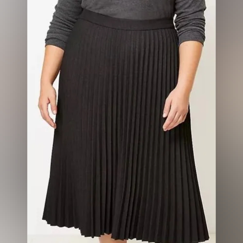 LOFT Charcoal Gray Midi Pleated Skirt Sz 6
